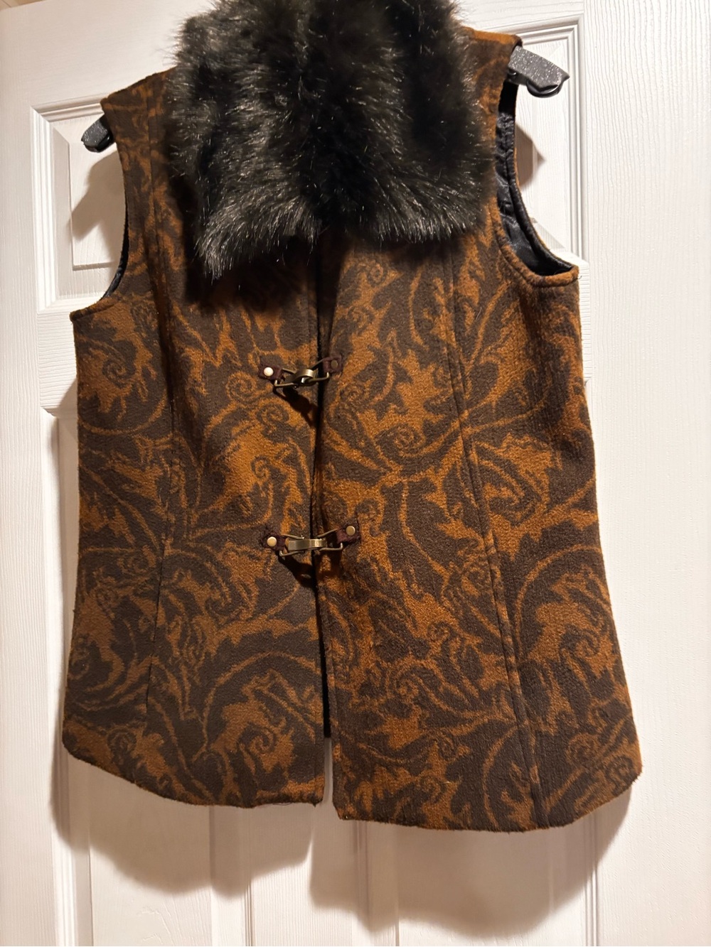 Faux Fur Collar Brown Vest